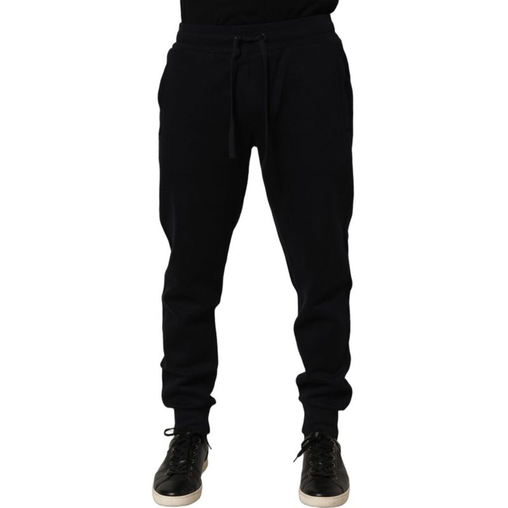 Dolce & Gabbana Blue Cotton Drawstring Jogger Trouser Men's Pants